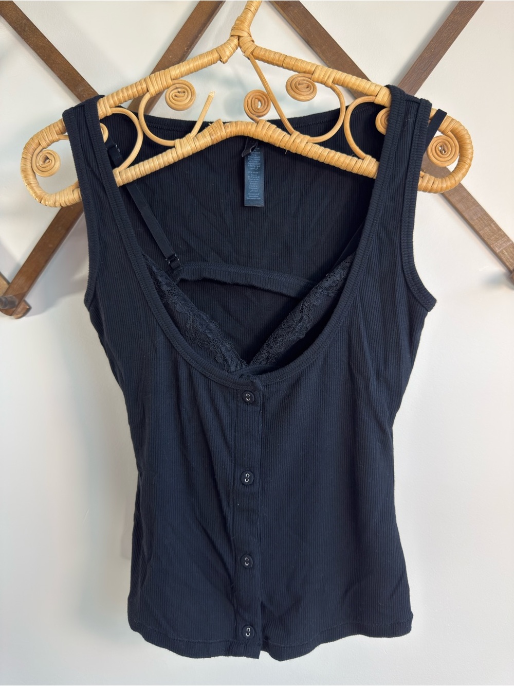SKIMS | Soft Lounge Lace Bralette Tank | Onyx | Small